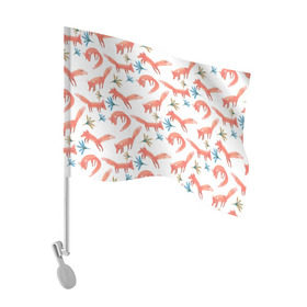 Флаг для автомобиля с принтом Лисичек много не бывает в Тюмени, 100% полиэстер | Размер: 30*21 см | лиса | лисы | минимализм | паттерн