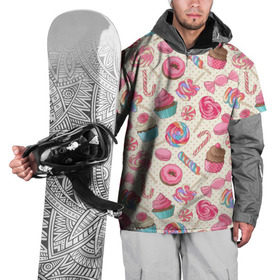 Накидка на куртку 3D с принтом Радости и сладости в Тюмени, 100% полиэстер |  | глазурь | кексы | конфеты | леденцы | пончик | сладости