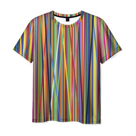 Мужская футболка 3D с принтом Тест принтера в Тюмени, 100% полиэфир | прямой крой, круглый вырез горловины, длина до линии бедер | полоски | цвета