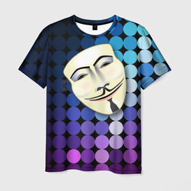 Мужская футболка 3D с принтом Анонимус в Тюмени, 100% полиэфир | прямой крой, круглый вырез горловины, длина до линии бедер | anonymous | www | интернет | маска | свобода | хакер