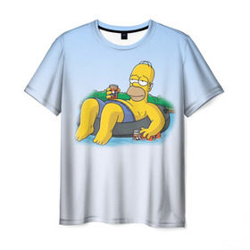 Мужская футболка 3D с принтом симпсоны в Тюмени, 100% полиэфир | прямой крой, круглый вырез горловины, длина до линии бедер | Тематика изображения на принте: homer | simpsons | гомер | симпсоны
