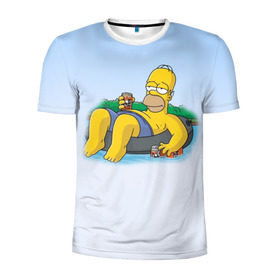 Мужская футболка 3D спортивная с принтом симпсоны в Тюмени, 100% полиэстер с улучшенными характеристиками | приталенный силуэт, круглая горловина, широкие плечи, сужается к линии бедра | Тематика изображения на принте: homer | simpsons | гомер | симпсоны