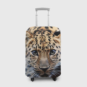 Чехол для чемодана 3D с принтом Леопард в Тюмени, 86% полиэфир, 14% спандекс | двустороннее нанесение принта, прорези для ручек и колес | взгляд | глаза | дикая кошка | леопард | хищник