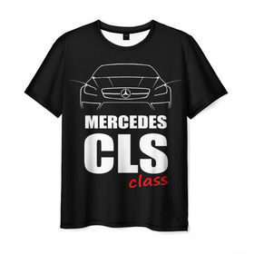 Мужская футболка 3D с принтом Mercedes CLS Class в Тюмени, 100% полиэфир | прямой крой, круглый вырез горловины, длина до линии бедер | mercedes benz | mercedes cls 63 amg | авто | автомобиль | машина | мерседес | тачка