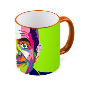 Кружка 3D с принтом Роуэн Аткинсон в Тюмени, керамика | ёмкость 330 мл | an englishman | bean | bright | color | comedian | look | mr | paint | pop   art | portrait | rowan atkinson | англичанин | бин | взгляд | комик | краски | мистер | поп   арт | портрет | роуэн аткинсон | цвета | яркие