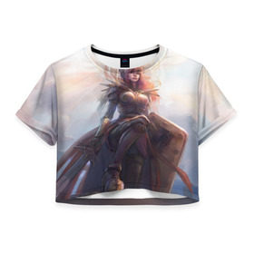 Женская футболка 3D укороченная с принтом Swan в Тюмени, 100% полиэстер | круглая горловина, длина футболки до линии талии, рукава с отворотами | league of legends | leona | lol | леона | лига легенд | лол