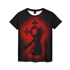 Женская футболка 3D с принтом Silent Hill в Тюмени, 100% полиэфир ( синтетическое хлопкоподобное полотно) | прямой крой, круглый вырез горловины, длина до линии бедер | horror | знак | мистика | монстр | пирамида | сайлент хилл | символ | триллер | ужасы