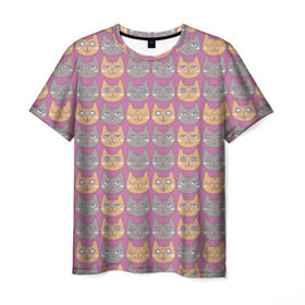 Мужская футболка 3D с принтом Эмоции котиков в Тюмени, 100% полиэфир | прямой крой, круглый вырез горловины, длина до линии бедер | абстракция | арт | животные | киса | коты | кошки | мордочки кошек | эмоции