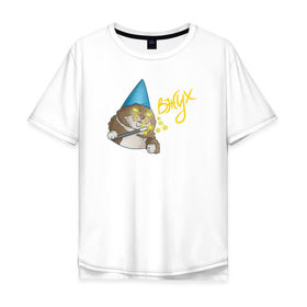 Мужская футболка хлопок Oversize с принтом ВЖУХ котик в Тюмени, 100% хлопок | свободный крой, круглый ворот, “спинка” длиннее передней части | вжух | котик