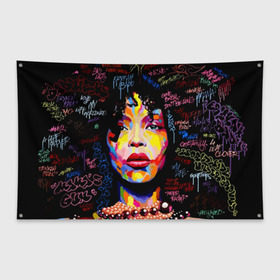 Флаг-баннер с принтом Ямайка девушка в Тюмени, 100% полиэстер | размер 67 х 109 см, плотность ткани — 95 г/м2; по краям флага есть четыре люверса для крепления | девушка | портрет | ямайка | яркий