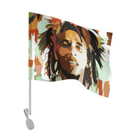 Флаг для автомобиля с принтом Боб Марли в Тюмени, 100% полиэстер | Размер: 30*21 см | bob marley | composer | guitarist | jamaica | jamaican musician | reggae | singer | музыкант | регги
