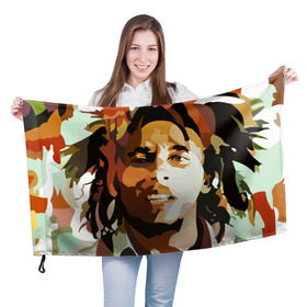 Флаг 3D с принтом Боб Марли в Тюмени, 100% полиэстер | плотность ткани — 95 г/м2, размер — 67 х 109 см. Принт наносится с одной стороны | bob marley | composer | guitarist | jamaica | jamaican musician | reggae | singer | музыкант | регги