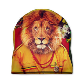 Шапка 3D с принтом Ямайка лев в Тюмени, 100% полиэстер | универсальный размер, печать по всей поверхности изделия | jamaica | lion