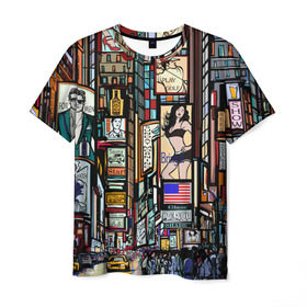 Мужская футболка 3D с принтом Нью-Йорк Сити в Тюмени, 100% полиэфир | прямой крой, круглый вырез горловины, длина до линии бедер | Тематика изображения на принте: арт | веселые | интересные | популярное | узор