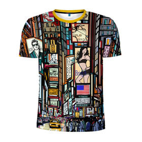 Мужская футболка 3D спортивная с принтом Нью-Йорк Сити в Тюмени, 100% полиэстер с улучшенными характеристиками | приталенный силуэт, круглая горловина, широкие плечи, сужается к линии бедра | арт | веселые | интересные | популярное | узор
