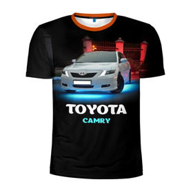 Мужская футболка 3D спортивная с принтом Toyota Camry в Тюмени, 100% полиэстер с улучшенными характеристиками | приталенный силуэт, круглая горловина, широкие плечи, сужается к линии бедра | Тематика изображения на принте: camry | toyota | авто. автомобиль | камри | машина | тачка | тойота