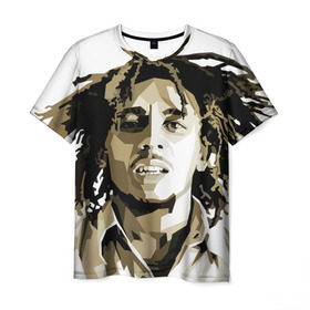 Мужская футболка 3D с принтом Ямайка, Боб Марли в Тюмени, 100% полиэфир | прямой крой, круглый вырез горловины, длина до линии бедер | bob marley | reggae