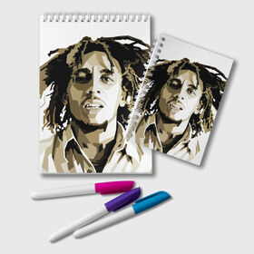 Блокнот с принтом Ямайка Боб Марли в Тюмени, 100% бумага | 48 листов, плотность листов — 60 г/м2, плотность картонной обложки — 250 г/м2. Листы скреплены удобной пружинной спиралью. Цвет линий — светло-серый
 | Тематика изображения на принте: bob marley | reggae