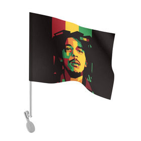 Флаг для автомобиля с принтом Ямайка, Боб Марли в Тюмени, 100% полиэстер | Размер: 30*21 см | bob marley | reggae | регги