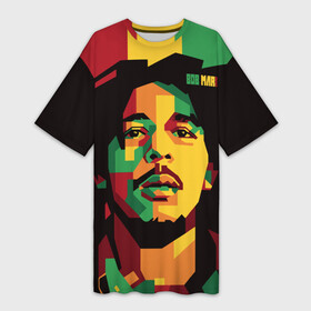 Платье-футболка 3D с принтом Ямайка, Боб Марли в Тюмени,  |  | bob marley | reggae | регги