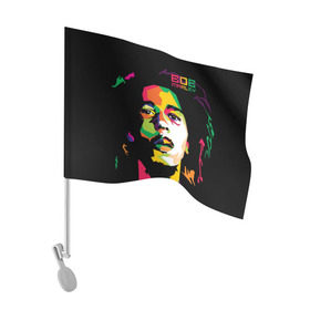 Флаг для автомобиля с принтом Ямайка, Боб Марли в Тюмени, 100% полиэстер | Размер: 30*21 см | reggae | регги