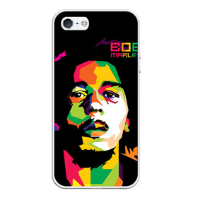 Чехол для iPhone 5/5S матовый с принтом Ямайка Боб Марли в Тюмени, Силикон | Область печати: задняя сторона чехла, без боковых панелей | reggae | регги