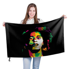 Флаг 3D с принтом Ямайка, Боб Марли в Тюмени, 100% полиэстер | плотность ткани — 95 г/м2, размер — 67 х 109 см. Принт наносится с одной стороны | reggae | регги
