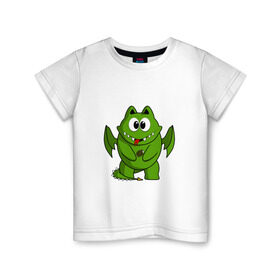 Детская футболка хлопок с принтом Дракон с мороженкой в Тюмени, 100% хлопок | круглый вырез горловины, полуприлегающий силуэт, длина до линии бедер | dragon | icecream | дракон | дракошка | мороженное | рисованный