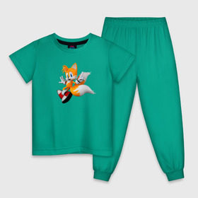 Детская пижама хлопок с принтом Лисенок Тейлз в Тюмени, 100% хлопок |  брюки и футболка прямого кроя, без карманов, на брюках мягкая резинка на поясе и по низу штанин
 | майлз «тейлз» прауэр