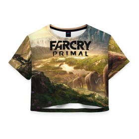 Женская футболка 3D укороченная с принтом Far Cry Primal 8 в Тюмени, 100% полиэстер | круглая горловина, длина футболки до линии талии, рукава с отворотами | far cry | far cry primal | компьютерные игры | первобытные | фар край праймал | фаркрай