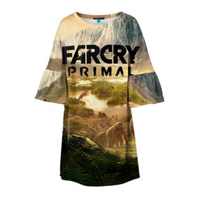 Детское платье 3D с принтом Far Cry Primal 8 в Тюмени, 100% полиэстер | прямой силуэт, чуть расширенный к низу. Круглая горловина, на рукавах — воланы | far cry | far cry primal | компьютерные игры | первобытные | фар край праймал | фаркрай