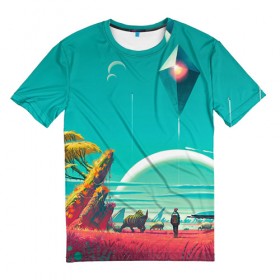 Мужская футболка 3D с принтом No Man`s Sky 5 в Тюмени, 100% полиэфир | прямой крой, круглый вырез горловины, длина до линии бедер | no man sky | no mans sky | безлюдное небо | ноу мэнс скай