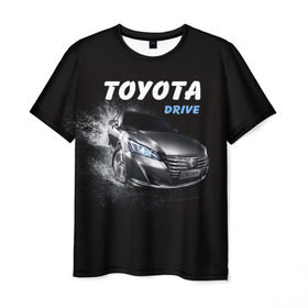 Мужская футболка 3D с принтом Toyota Drive в Тюмени, 100% полиэфир | прямой крой, круглый вырез горловины, длина до линии бедер | Тематика изображения на принте: crown | toyota | авто | автомобиль | краун | машина | тачка | тойота