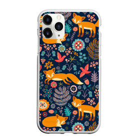 Чехол для iPhone 11 Pro матовый с принтом Лисички паттерн в Тюмени, Силикон |  | fox | животные | лиса | лисичка | лисы | осень | рыжая | фыр фыр | цветы