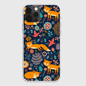 Чехол для iPhone 12 Pro Max с принтом Лисички паттерн в Тюмени, Силикон |  | Тематика изображения на принте: fox | животные | лиса | лисичка | лисы | осень | рыжая | фыр фыр | цветы