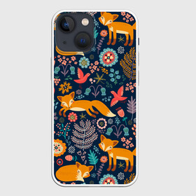 Чехол для iPhone 13 mini с принтом Лисички паттерн в Тюмени,  |  | fox | животные | лиса | лисичка | лисы | осень | рыжая | фыр фыр | цветы