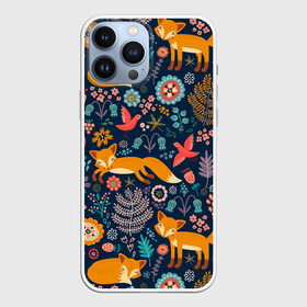 Чехол для iPhone 13 Pro Max с принтом Лисички паттерн в Тюмени,  |  | fox | животные | лиса | лисичка | лисы | осень | рыжая | фыр фыр | цветы