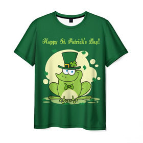 Мужская футболка 3D с принтом Ирландия в Тюмени, 100% полиэфир | прямой крой, круглый вырез горловины, длина до линии бедер | clover | frog | green | happy st. patricks day | ireland | irish | moon | день святого патрика | зелёная | ирландец | ирландия | клевер | луна | лягушка | счастливый | шляпа