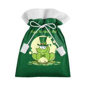 Подарочный 3D мешок с принтом Ирландия в Тюмени, 100% полиэстер | Размер: 29*39 см | clover | frog | green | happy st. patricks day | ireland | irish | moon | день святого патрика | зелёная | ирландец | ирландия | клевер | луна | лягушка | счастливый | шляпа