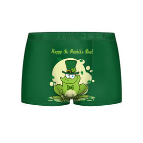 Мужские трусы 3D с принтом Ирландия в Тюмени, 50% хлопок, 50% полиэстер | классическая посадка, на поясе мягкая тканевая резинка | Тематика изображения на принте: clover | frog | green | happy st. patricks day | ireland | irish | moon | день святого патрика | зелёная | ирландец | ирландия | клевер | луна | лягушка | счастливый | шляпа