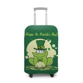 Чехол для чемодана 3D с принтом Ирландия в Тюмени, 86% полиэфир, 14% спандекс | двустороннее нанесение принта, прорези для ручек и колес | clover | frog | green | happy st. patricks day | ireland | irish | moon | день святого патрика | зелёная | ирландец | ирландия | клевер | луна | лягушка | счастливый | шляпа