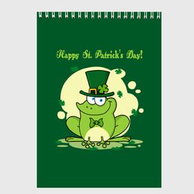 Скетчбук с принтом Ирландия в Тюмени, 100% бумага
 | 48 листов, плотность листов — 100 г/м2, плотность картонной обложки — 250 г/м2. Листы скреплены сверху удобной пружинной спиралью | clover | frog | green | happy st. patricks day | ireland | irish | moon | день святого патрика | зелёная | ирландец | ирландия | клевер | луна | лягушка | счастливый | шляпа