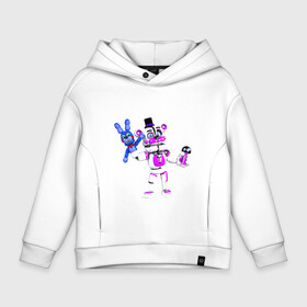 Детское худи Oversize хлопок с принтом Funtime Freddy в Тюмени, френч-терри — 70% хлопок, 30% полиэстер. Мягкий теплый начес внутри —100% хлопок | боковые карманы, эластичные манжеты и нижняя кромка, капюшон на магнитной кнопке | Тематика изображения на принте: five nights at freddys: sister location