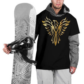 Накидка на куртку 3D с принтом Gold Phoenix в Тюмени, 100% полиэстер |  | злато | золото | клюв | крылья | металл | орёл | птица | феникс