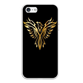 Чехол для iPhone 5/5S матовый с принтом Gold Phoenix в Тюмени, Силикон | Область печати: задняя сторона чехла, без боковых панелей | злато | золото | клюв | крылья | металл | орёл | птица | феникс