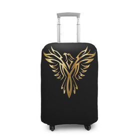 Чехол для чемодана 3D с принтом Gold Phoenix в Тюмени, 86% полиэфир, 14% спандекс | двустороннее нанесение принта, прорези для ручек и колес | злато | золото | клюв | крылья | металл | орёл | птица | феникс