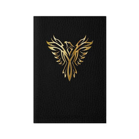 Обложка для паспорта матовая кожа с принтом Gold Phoenix в Тюмени, натуральная матовая кожа | размер 19,3 х 13,7 см; прозрачные пластиковые крепления | злато | золото | клюв | крылья | металл | орёл | птица | феникс