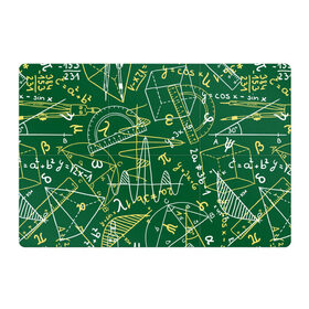 Магнитный плакат 3Х2 с принтом Геометрия в Тюмени, Полимерный материал с магнитным слоем | 6 деталей размером 9*9 см | Тематика изображения на принте: background | board | charts | cube | geometry theorems | green | numbers | protractor | school | symbols | геометрия | доска | зеленый | знаки | куб | схемы | теоремы | транспортир | фон | циркуль | цифры | школьная