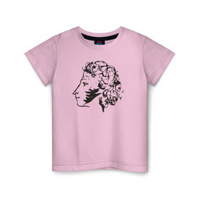 Детская футболка хлопок с принтом Пушкин в Тюмени, 100% хлопок | круглый вырез горловины, полуприлегающий силуэт, длина до линии бедер | Тематика изображения на принте: автопортрет | литература | поэт | пушкин | сказка | словесность | стихи
