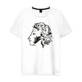 Мужская футболка хлопок с принтом Пушкин в Тюмени, 100% хлопок | прямой крой, круглый вырез горловины, длина до линии бедер, слегка спущенное плечо. | автопортрет | литература | поэт | пушкин | сказка | словесность | стихи